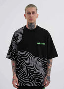 Men's Striped Oversize Black White T-Shirt - Macstrar