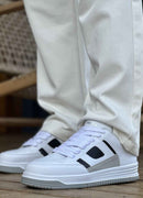 Men's White Black Sneakers - 2410