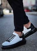 Men's White Black Sneakers - 295 - 1