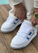 Men's White Blue Sneakers - 2410