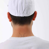 White flat cap back view with gathered seam at the crown