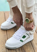Men's White Green Sneakers - 2410
