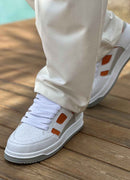 Men's White Orange Sneakers - 2410