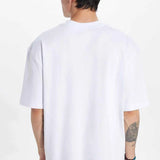 Oversize white crew-neck T-shirt, short sleeves, back view