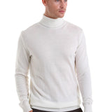 Men's White Regular Fit Knit Sweater - HTU