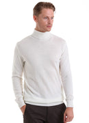 Men's White Regular Fit Knit Sweater - HTU