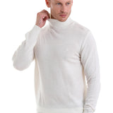 Men's White Regular Fit Knit Sweater - HTU