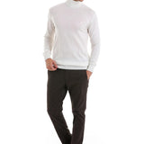 Men's White Regular Fit Knit Sweater - HTU