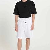 Men's white shorts with drawstring waist and straight leg, TDRS