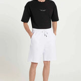 Men's white shorts with drawstring waist and side pockets, TDRS