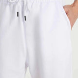 White elastic waist shorts with drawstring and metal tips, TDRS