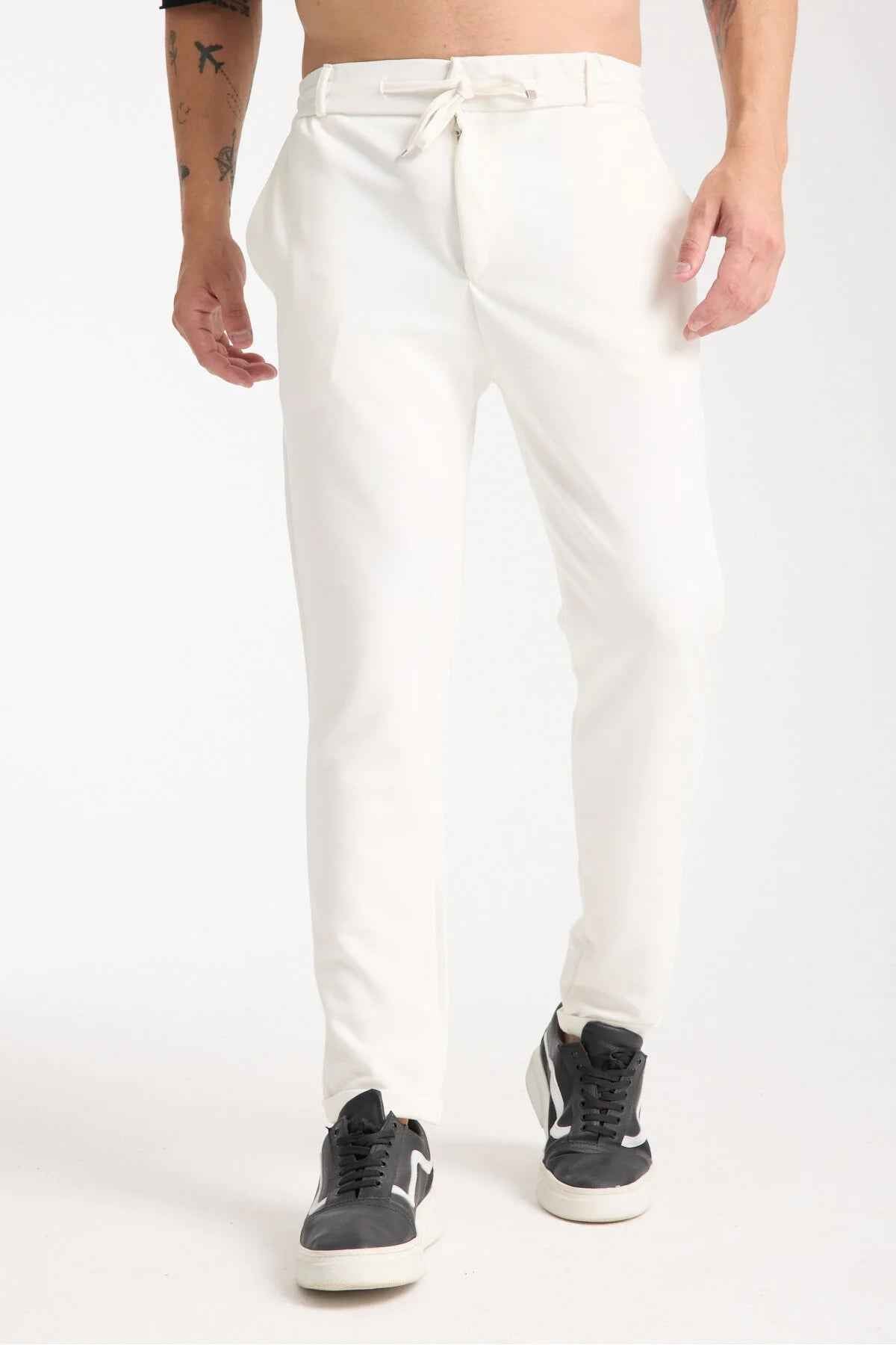 Men's Kaphone sweatpants, white, with drawstring waist and tapered leg