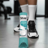 Shoe deodorant spray bottle, teal canister with Silver label