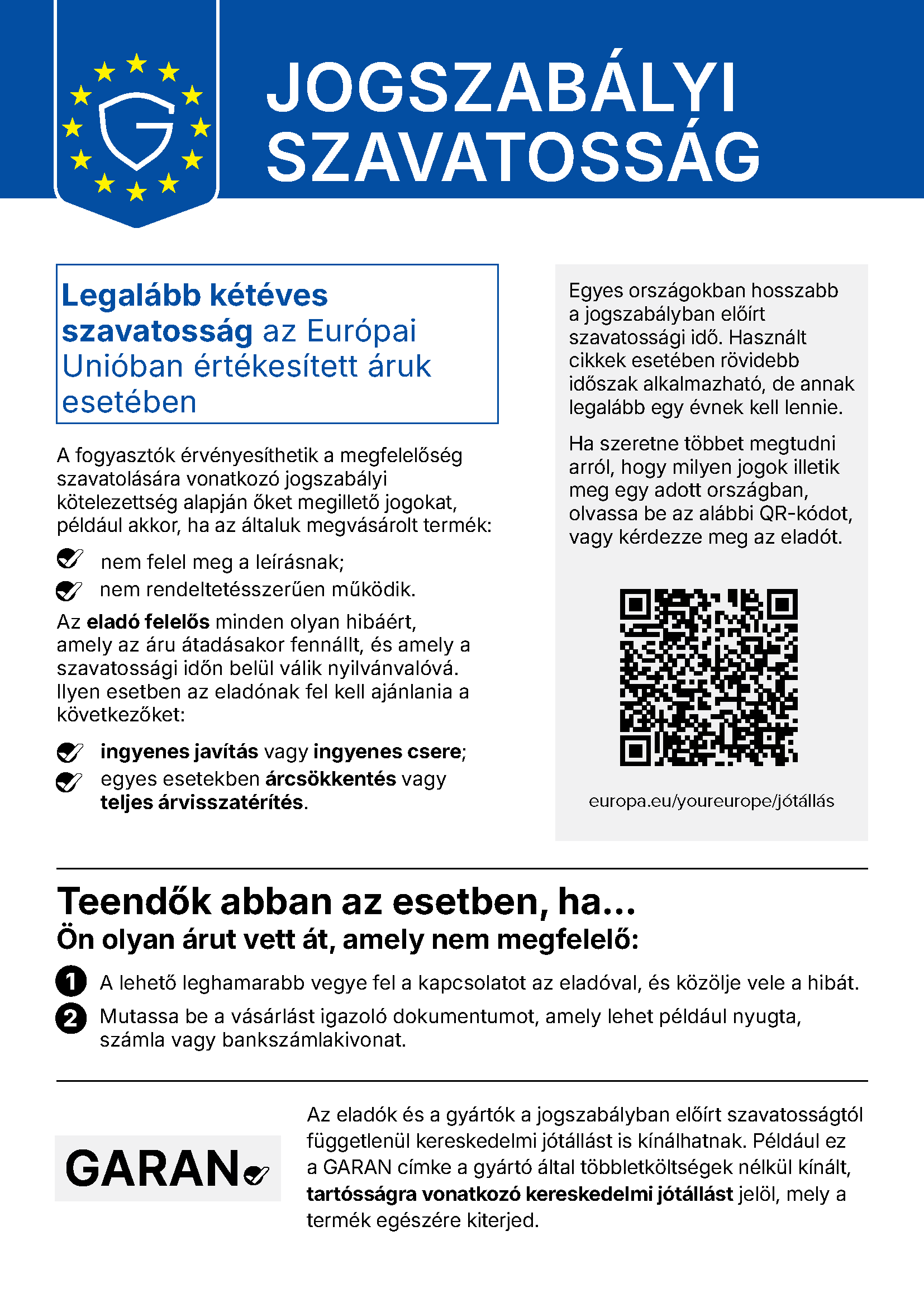 EU legal guarantee notice