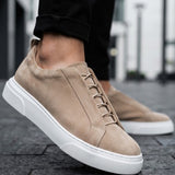 Men's Casual Beige Suede Sneakers - 0581
