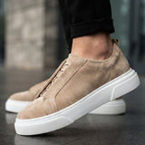 Men's Casual Beige Suede Sneakers - 0581