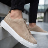 Men's Casual Beige Suede Sneakers - 0581