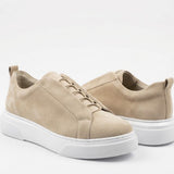 Men's Casual Beige Suede Sneakers - 0581
