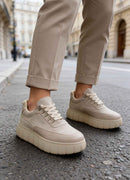 Men's Casual Beige Suede Sneakers - 600