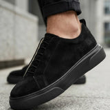 Men's Casual Black Suede Sneakers - 0581