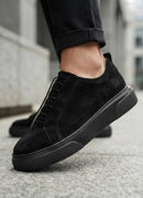 Men's Casual Black Suede Sneakers - 0581