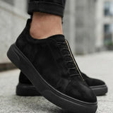 Men's Casual Black Suede Sneakers - 0581