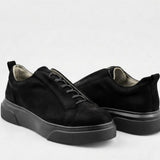 Men's Casual Black Suede Sneakers - 0581