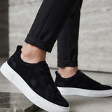 Men's Casual Black White Suede Sneakers - 0581