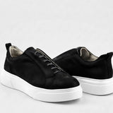 Men's Casual Black White Suede Sneakers - 0581