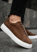 Men's Casual Brown Suede Sneakers - 0581