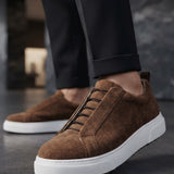Men's Casual Brown Suede Sneakers - 0581