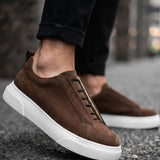Men's Casual Brown Suede Sneakers - 0581