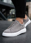 Men's Casual Gray Suede Sneakers - 0581