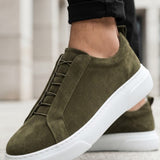 Men's Casual Khaki Suede Sneakers - 0581