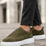 Men's Casual Khaki Suede Sneakers - 0581