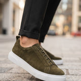 Men's Casual Khaki Suede Sneakers - 0581