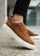 Men's Casual Tan Suede Sneakers - 0581