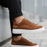 Men's Casual Tan Suede Sneakers - 0581