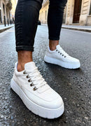 Men's Casual White Suede Sneakers - 600